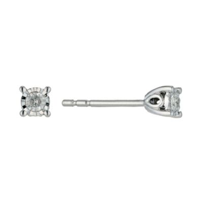 H Samuel Sterling Silver Diamond Stud Earrings