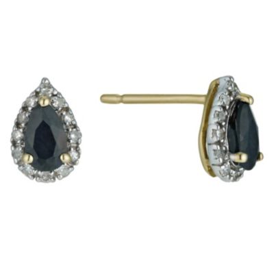 sapphire earrings stud gold yellow jewellery samuel 9ct pear occasion brand