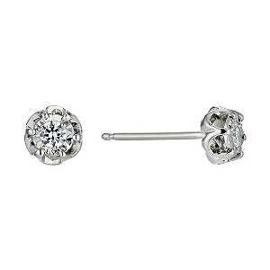 9ct White Gold Diamond Flower Stud Earrings