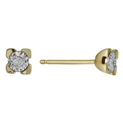9ct Yellow Gold & Diamond Stud Earrings - Product number 9575014