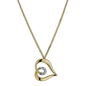 9ct Yellow Gold Diamond Set Heart Pendant