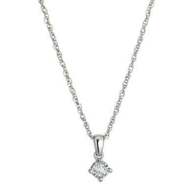 H Samuel Sterling Silver Diamond Pendant