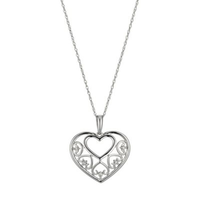 Sterling Silver Diamond Set Heart Pendant - Product number 9575189