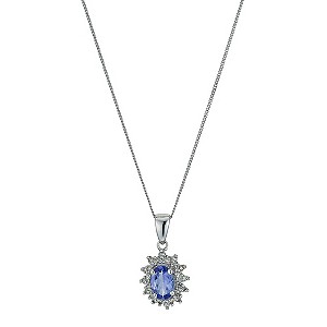 9ct White Gold Diamond & Tanzanite Pendant