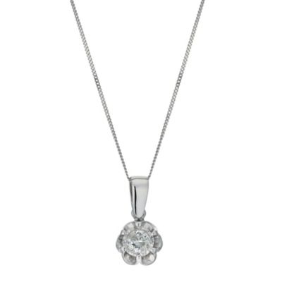 9ct White Gold Diamond Flower Pendant - Product number 9575308