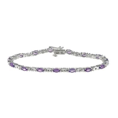 Sterling Silver Diamond & Amethyst BraceletSterling Silver Diamond & Amethyst Bracelet