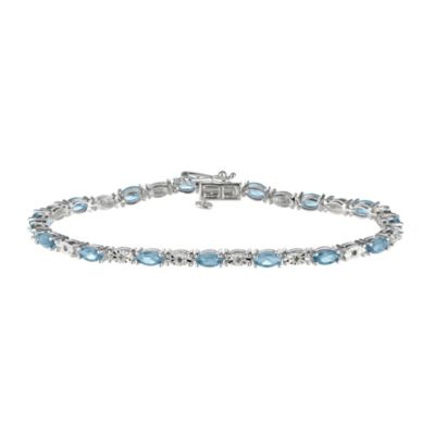 Sterling Silver Diamond & Blue Topaz Bracelet