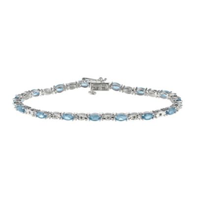 H Samuel Sterling Silver Diamond and Blue Topaz Bracelet