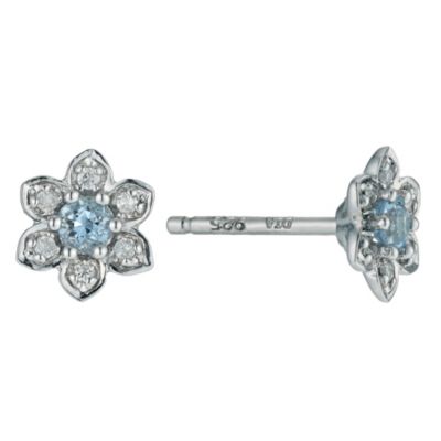 H Samuel Sterling Silver Blue Topaz and Diamond Flower