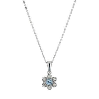 H Samuel Sterling Silver Diamond and Blue Topaz Daisy