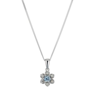 H Samuel Sterling Silver Diamond and Blue Topaz Daisy