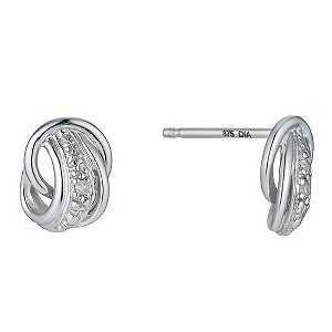 9ct White Gold Beaded & Diamond Stud Earrings