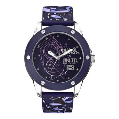 Marc Ecko Purple Print Silicone Strap Watch