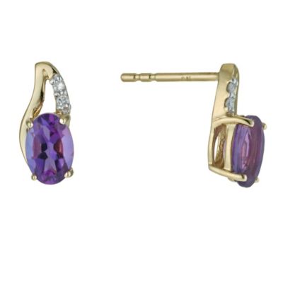 9ct Yellow Gold Amethyst Drop Earrings - Product number 9575774