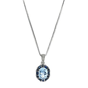 Le Mode Sterling Silver Blue Topaz and Sapphire Pendant