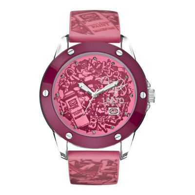 Marc Ecko Pink Print Silicone Strap Watch