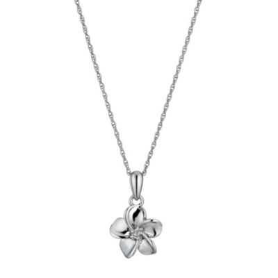 Forget me not Sterling Silver Diamond Set Flower Pendant