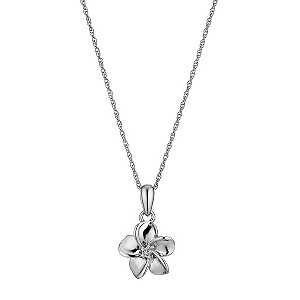 Forget me not Sterling Silver Diamond Set Flower Pendant
