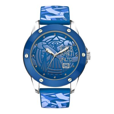 Marc Ecko Blue Print Silicone Strap Watch