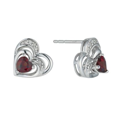 Candy Hearts Argentium Silver & Garnet Heart Stud Earrings - Product number 9575898