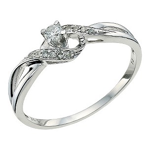 9ct White Gold Twist Diamond Ring