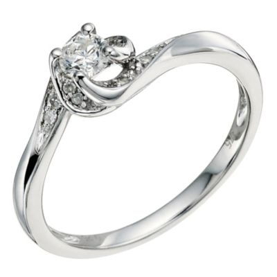 9ct White Gold 1/4 Carat Twist Diamond Solitaire