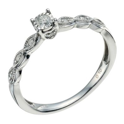 9ct White Gold 1/10 Carat Diamond Solitaire Ring9ct White Gold 1/10 Carat Diamond Solitaire Ring