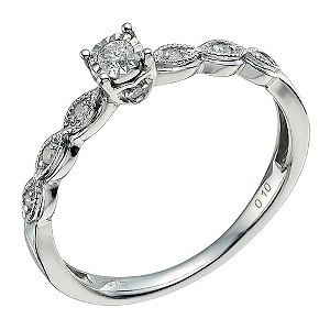9ct White Gold 1/10 Carat Diamond Solitaire Ring9ct White Gold 1/10 Carat Diamond Solitaire Ring