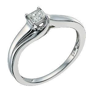9ct white gold ring 1/4 carat princess cut diamond wrap ring