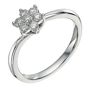 9ct White Gold 0.33 pt Diamond Cluster Flower Ring9ct White Gold 0.33 pt Diamond Cluster Flower Ring