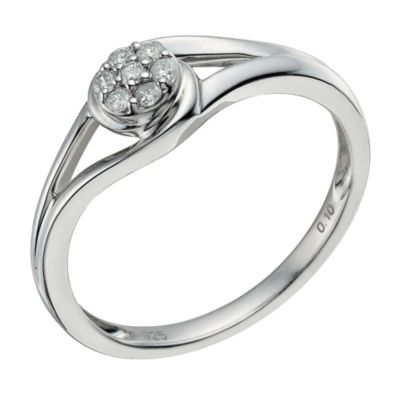 H Samuel Sterling Silver Diamond Cluster Ring