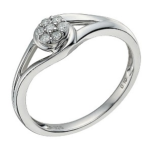 H Samuel Sterling Silver Diamond Cluster Ring