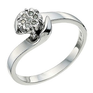 Sterling Silver Diamond Cluster Flower Ring
