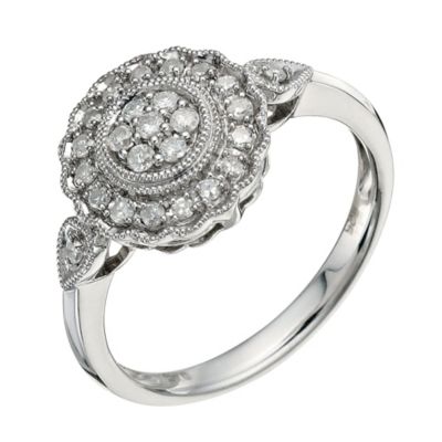 H Samuel Sterling Silver 1/4 Carat Diamond Cocktail Ring