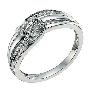 H Samuel Sterling Silver Diamond Curve Eternity Ring