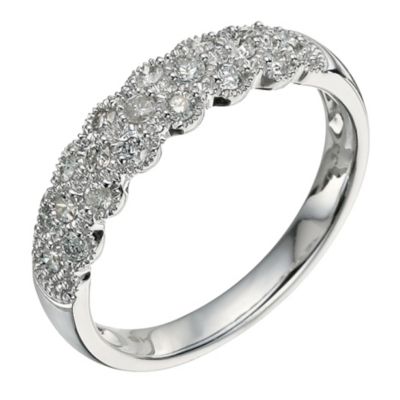 9ct White Gold Scallop Edged 1/3 Carat Diamond Eternity Ring