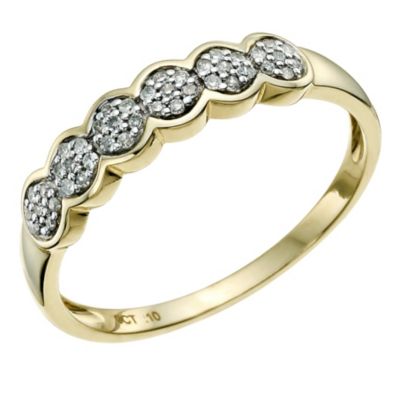 H Samuel 9ct Yellow Gold Diamond Cluster Eternity Ring