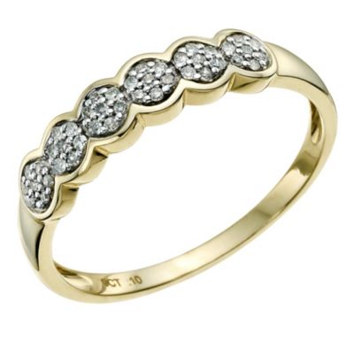 9ct Yellow Gold Diamond Cluster Eternity Ring