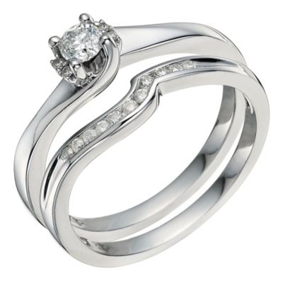 Argentinium Silver 1/4 Carat Diamond Bridal Set