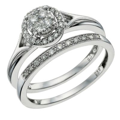 Perfect Fit 9ct White Gold 1/3 Carat Diamond Bridal Set - Product number 9584900