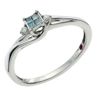 Cherished Argentium Silver & Treated Blue Diamond Ring - Product number 9586245
