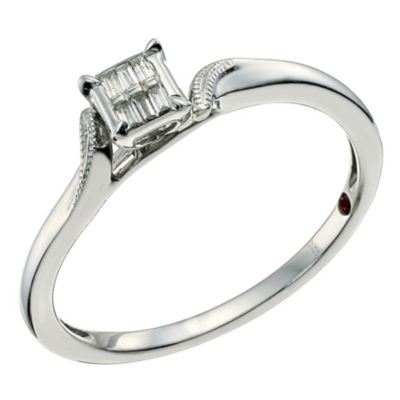 Cherished Argentium Silver & Baguette Cut Diamond Ring - Product number 9586512