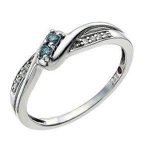 Cherished Argentium Silver & Treated Blue Diamond RingCherished Argentium Silver & Treated Blue Diam