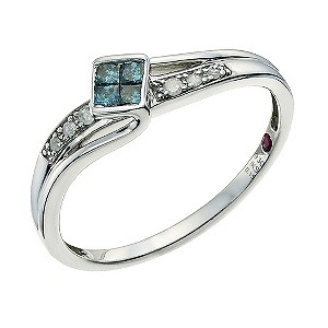 Cherished Argentium Silver Treated Blue Diamond RingCherished Argentium Silver Treated Blue Diamond 