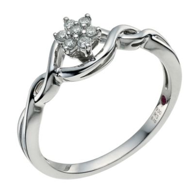 Cherished Silver Diamond Cluster Ring
