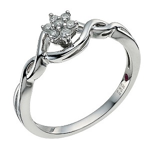Cherished Silver Diamond Cluster Ring
