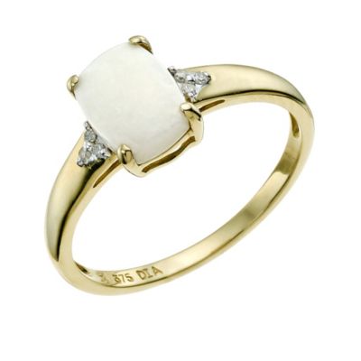 9ct Yellow Gold Opal & Diamond Ring - Product number 9587705
