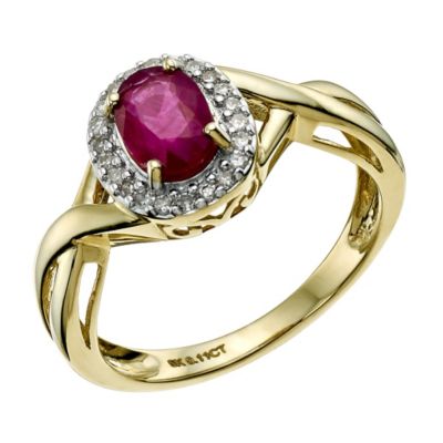 9ct Yellow Gold Oval Ruby Ring
