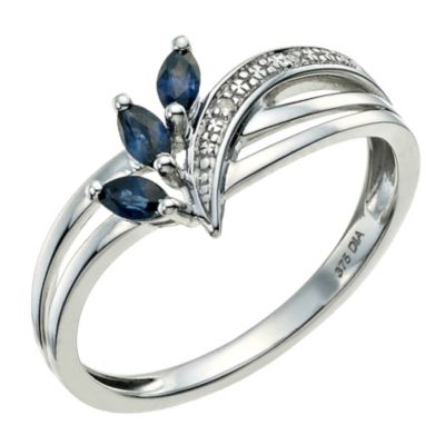 9ct White Gold Diamond & Sapphire Ring9ct White Gold Diamond & Sapphire Ring