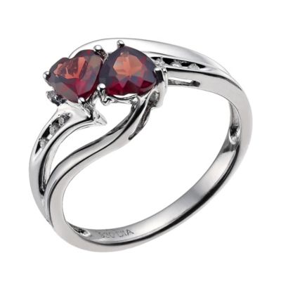 Candy Hearts Argentium Silver Garnet & Diamond Ring - Product number 9591540